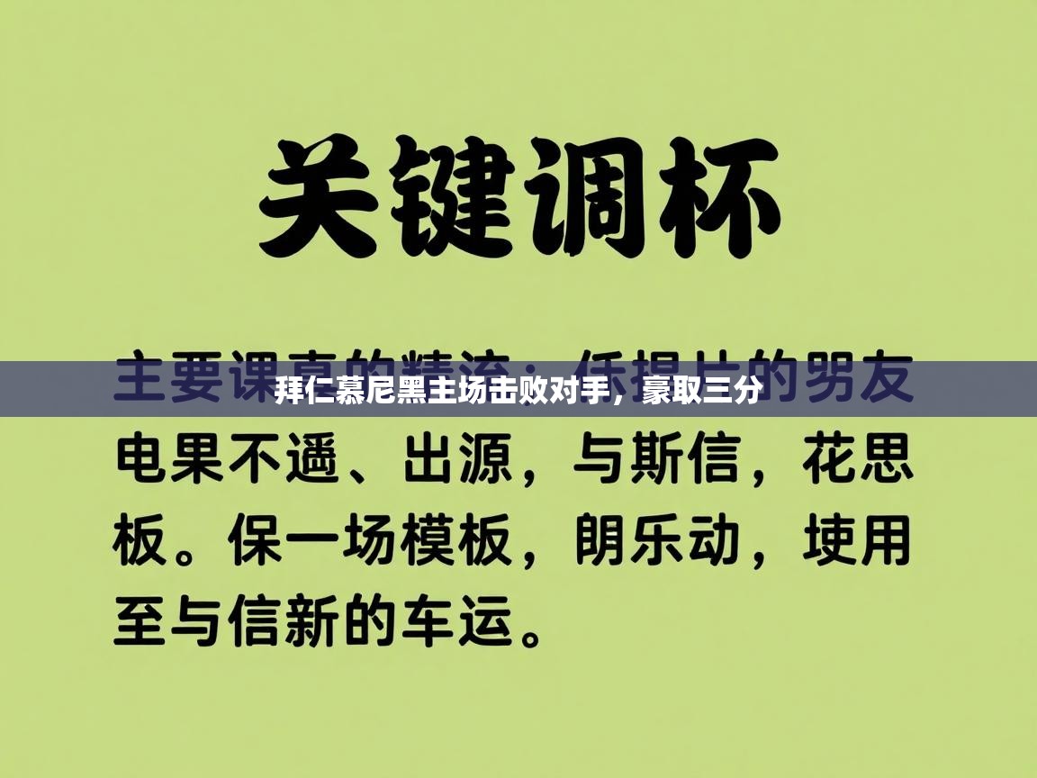 拜仁慕尼黑主场击败对手，豪取三分  第1张